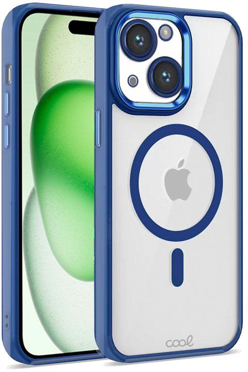 Capa p/ iPhone 15 Plus Magnética (Borda Azul Marinho) - COOL
