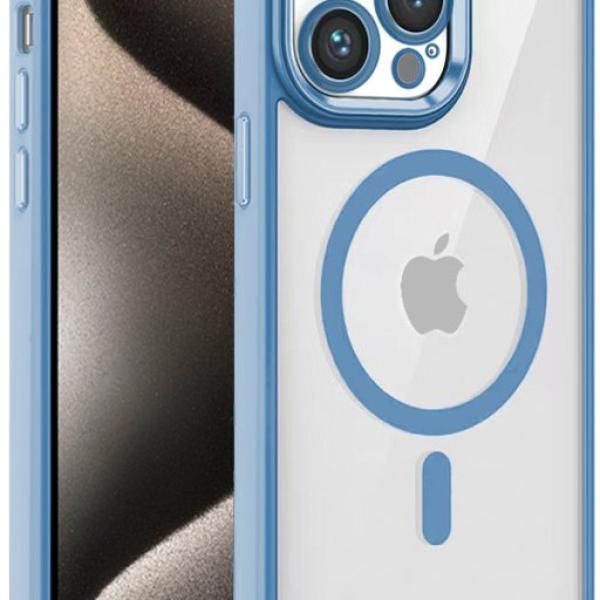Capa p/ iPhone 15 Pro Max Magnética (Borde Celeste) - COOL