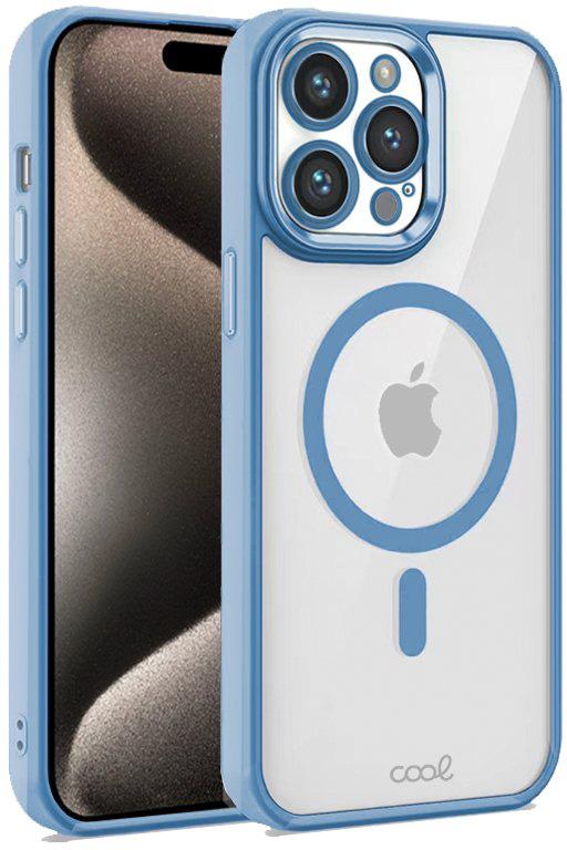 Capa p/ iPhone 15 Pro Max Magnética (Borde Celeste) - COOL