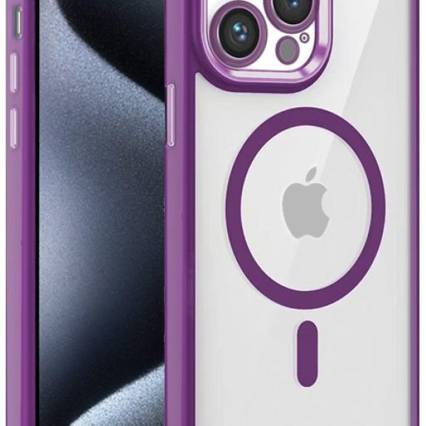 Capa p/ iPhone 15 Pro Magnética (Borde Violeta) - COOL