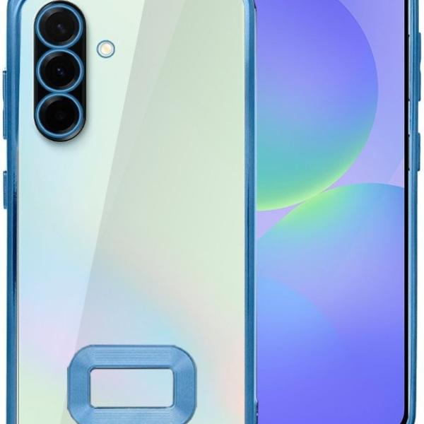 Capa c/ Bordas Metálicas p/ Samsung Galaxy A36 5G (Azul/Transparente) - COOL