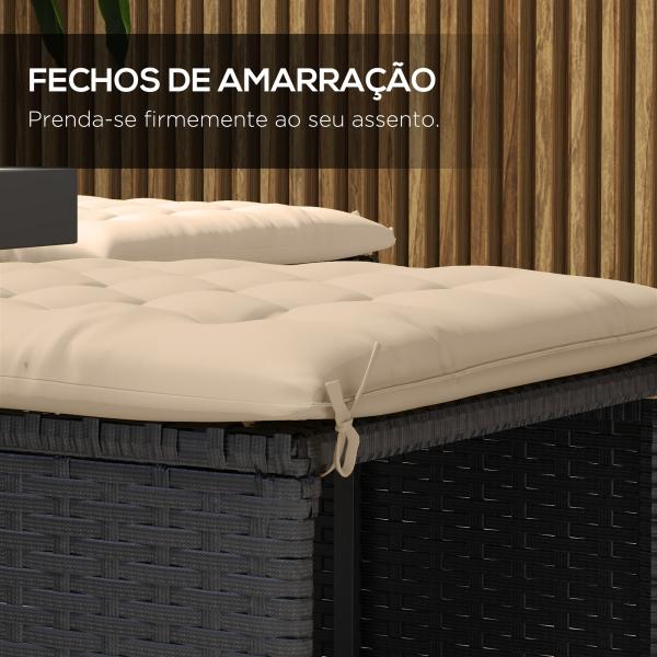 Conjunto de 6 Almofadas para Cadeiras de Jantar 40x40 cm 6 Peças Almofadas para Cadeiras de Jardim Acolchoadas com Fitas Caqui