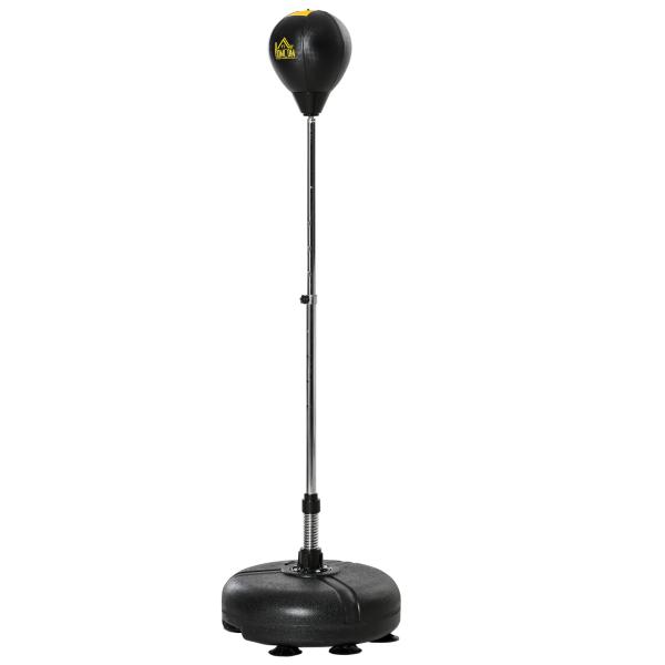 Saco de Boxe de Pé com Altura Ajustável de 4 Níveis Base Preenchida Luvas e Inflador Ø45x133 - 151 cm Preto