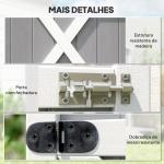 Armário de Jardim de Madeira 75x56x115cm para Ferramentas com 3 Prateleiras Interiores Porta com Trava e Teto Asfáltico Cinza