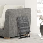 Mesa de Jardim em Vime Sintético Mesa Dobrável com Pés Cruzados e Estrutura de Aço para Pátio Varanda 40x40x40 cm Cinza
