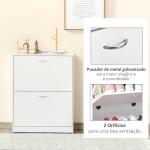 Sapateira de Madeira com 2 Compartimentos para Entrada Corredor Dormitório Sala de Estar 60x24x80 cm Branco