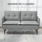 Sofá de 2 Lugares Moderno Estofado em Poliéster com 4 Almofadas Apoio para os Braços e Pés de Aço 139x68x80 cm Cinza