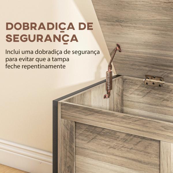 Baú de Armazenamento 95L Baú de Arrumação com Tampa Banco de Armazenamento com Dobradiça de Segurança 80x40x50 cm Cinza Claro