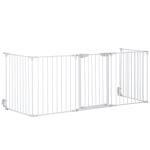 Barreira de Segurança para Animais de Estimação Barreira Dobrável de 5 Painéis com Fechadura Inteligente 300x74,5 cm Branco