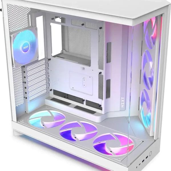 Caixa Extended - ATX H9 Flow RGB+ (2025) Tempered Glass + Hub (Branco) - NZXT