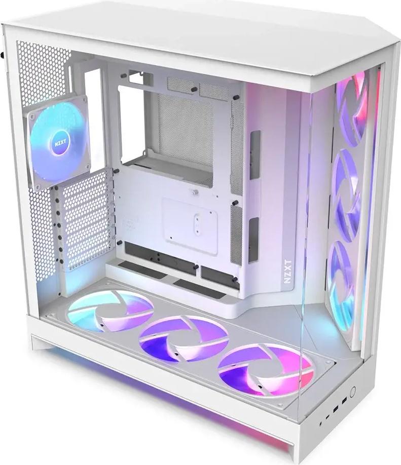 Caixa Extended - ATX H9 Flow RGB+ (2025) Tempered Glass + Hub (Branco) - NZXT