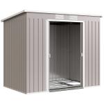 Abrigo de Jardim 213x130x172 cm Abrigo de Exterior de Aço Galvanizado com Porta Corredeira para Armazenamento Cinza Claro