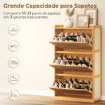 Sapateira com 2 Compartimentos Basculantes Sapateira Estilo Bohemio Estreita com Prateleiras Ajustáveis para 18 - 21 Pares de Sapatos 69x29x119,8 cm Madeira