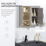 Armário Casa de Banho de Parede com 3 Prateleiras Abertas 1 Armário Móvel Auxiliar de Parede para Casa de Banho 48x20x50cm Cinza