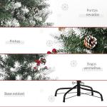 Árvore de Natal Artificial 150cm com 408 Ramos 28 Bagas 24 Pinhas Folhas de PVC e Suporte Metálico para Interiores Verde