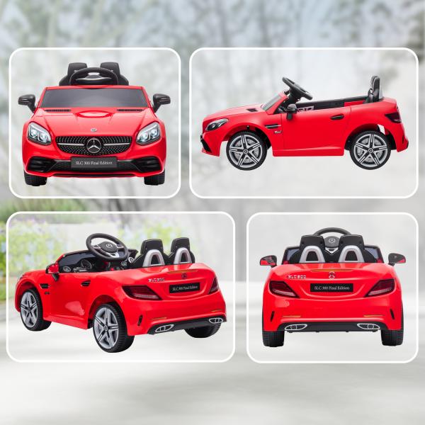Carro Elétrico Mercedes SLC 300 12V com Controlo Remoto Faróis LED Música TF USB e Abertura da Porta 3 - 5km/h 107x62,5x44 cm Vermelho