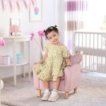 Poltrona Infantil Mini Sofá para Crianças Acima de 3 Anos com Assento Acolchoado Apoio para os Braços 45kg 50x42x58cm Rosa