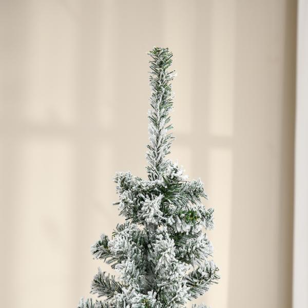 Árvore de Natal 180 cm Árvore de Natal Artificial Nevado com 492 Ramos e Suporte de Metal Verde e Branco
