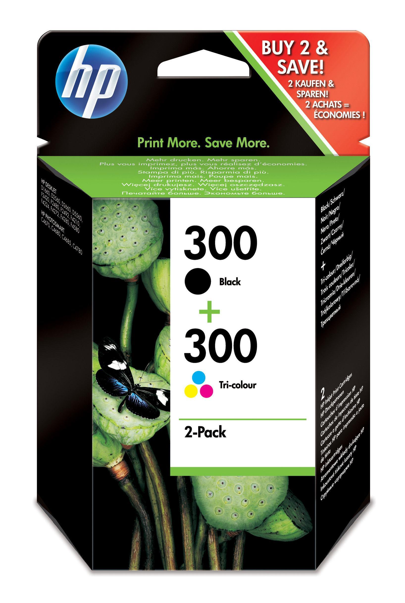 Pack 2x Tinteiros 300 (Preto/Cores) - HP