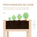 Horta Elevada de Madeira com Tecido não Tecido e 4 Orifícios de Drenagem para Cultivo 122,5x56,5x76cm Madeira
