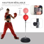 Saco de Boxe de Pé Punching Ball com Altura Ajustável em 4 Níveis Base Preenchível e Luvas Ø43x126 - 144 cm Vermelho e Preto