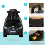 Carro Andador para Crianças com Faróis Música Buzina Volante Compartimento de Armazenamento 63,5x28x36 cm Preto