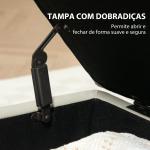 Baú de Armazenamento para Dormitório 33L Puff de Armazenamento Estofado em PU Banco de Arrumação 60x38x40 cm Cinza Claro