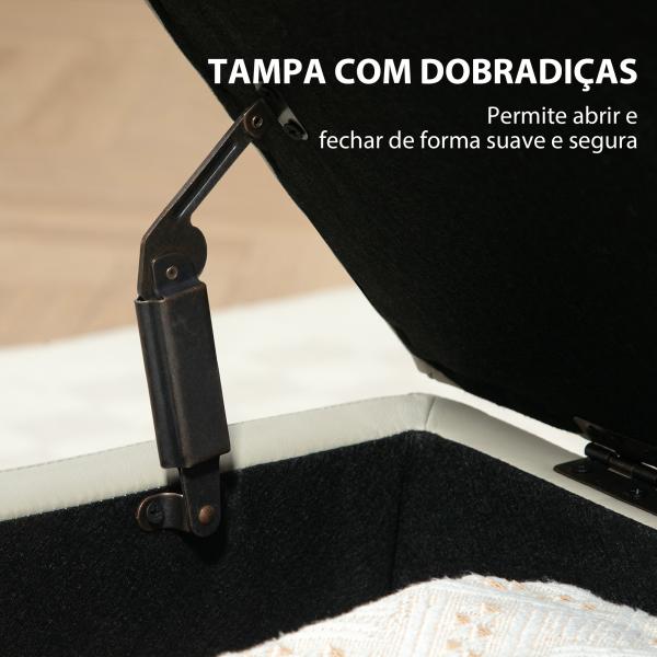 Baú de Armazenamento para Dormitório 33L Puff de Armazenamento Estofado em PU Banco de Arrumação 60x38x40 cm Cinza Claro