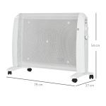 Aquecedor Elétrico 1000W/2000W Aquecedor de Mica com 2 Níveis de Potência e Termostato Regulável 79x27x54 cm Branco
