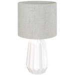 Candeeiro de Mesa com Base de Cerâmica e Ecrã de Linho Estilo Retro com Interruptor E27 40W Ø22x39 cm Branco e Bege