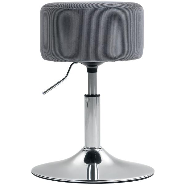 Banco de Bar Banco Alta de Cozinha Ajustável em Altura 52 - 66 cm Estofado em Veludo Giratória a 360° Cinzento