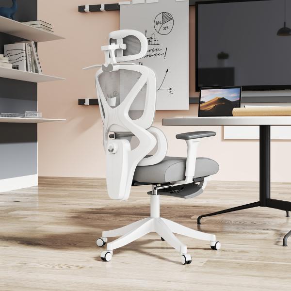 Cadeira de Escritório de Malha Reclinável com Apoio para a Cabeça Ajustável e Altura Regulável 71x70x109 - 119 cm Cinza