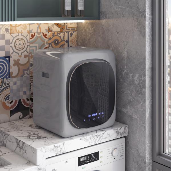 Máquina de Secar Roupa de Exaustão 4 kg 800 W com Ecrã Tátil, Controlo de Tempo e Temperatura, Função Anti - rugas, Prata