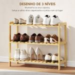 Sapateira de Madeira de 3 Níveis para até 9 Pares de Sapatos para Entrada Corredor Dormitório 70x26x57,5 cm Madeira