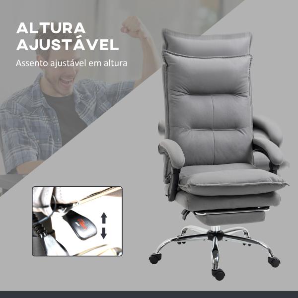 Cadeira de Escritório com 6 Pontos de Massagem e 5 Modos Reclinável com Função de Aquecimento 66x74x114 - 121,5 cm Cinza
