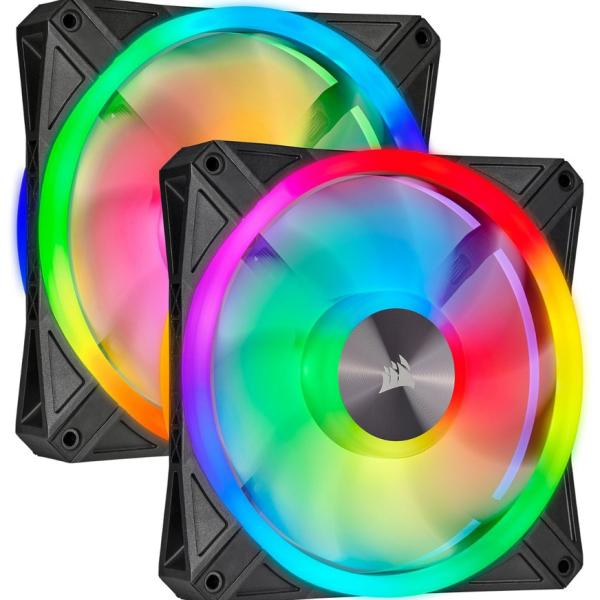 Ventoinha 140mm 1250RPM iCUE QL140 RGB c/ Lighting Node CORE 4 Pinos PWM (Preta) - CORSAIR
