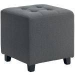 Apoio para os Pés Sala de Estar Banco Estofado em Linho com Bolso Lateral Tampa com Botões 35x35x35 cm Cinzento