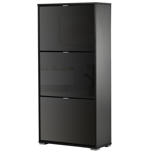 Armário de Sapatos Moderno Sapateira para Corredor Entrada com 6 Prateleiras de Armazenamento Espaço de Exibição 60x26x124cm Preto