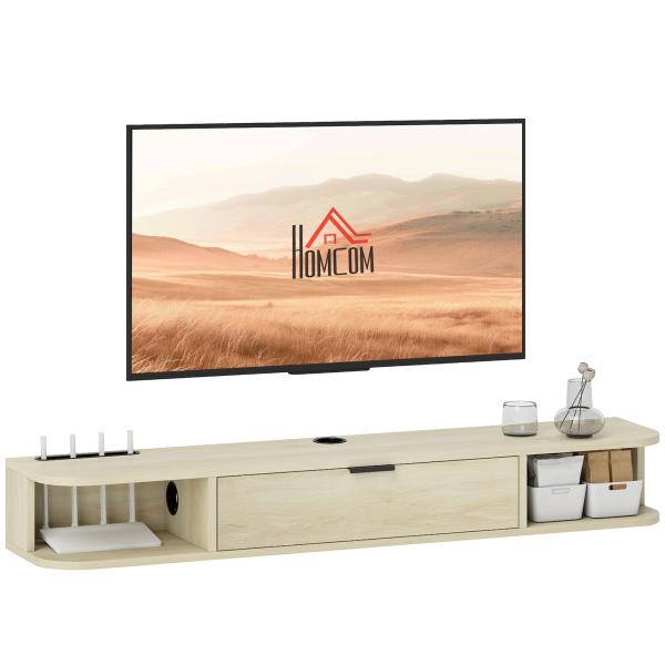 Móvel de TV Suspenso com Orifício para Cabos Estilo Moderno para Televisão 50 Polegadas 120x24x16 cm Madeira