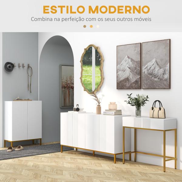 Mesa Consola Moderna Mesa de Entrada com 2 Gavetas e Pés de Aço Anti - tombo para Entrada Sala Corredor 80x31,5x75 cm Branco