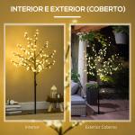 Árvore de Cerejeira com 120 Luzes LED IP44 Candeeiro Decorativo Flor de Cereja com Ramos Flexíveis 17x17x120cm Preto