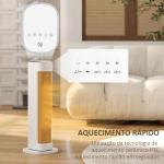 Aquecedor Elétrico de Baixo Consumo 2000W com 3 Modos Termostato Regulável Proteção contra Sobreaquecimento 21x19,7x61 cm Branco