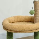 Árvore Arranhadora para Gatos 98 cm com Folhas Artificiais, Toca, Cama, Postes em Juta e 2 Bolas, Verde