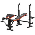 Banco de Pesos Multifuncional Banco de Musculação com Encosto Ajustável Suporte de Barras para Fitness Treinamento Completo 175x139x127cm Preto