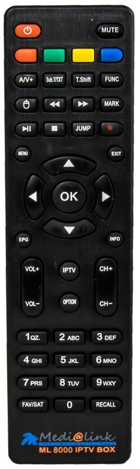 Comando p/ Receptor IPTV ML8000 - MEDIALINK