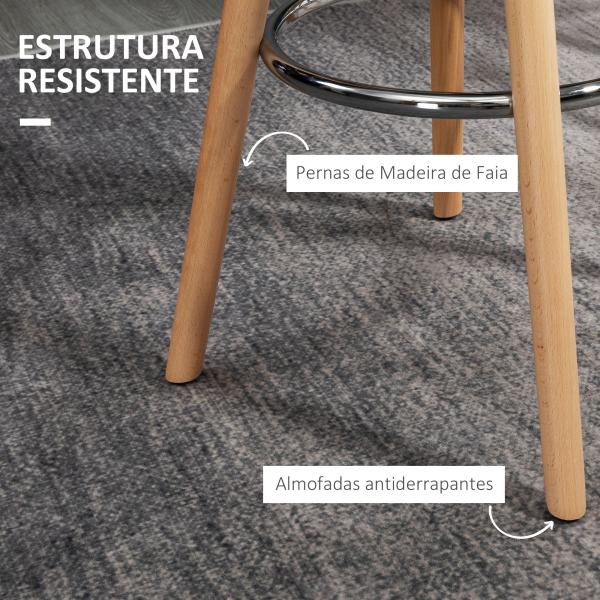 Conjunto de 2 Bancos de Bar Estofados em PU Bancos Altos de Cozinha com Assento de 69 cm 43x43x91 cm Branco