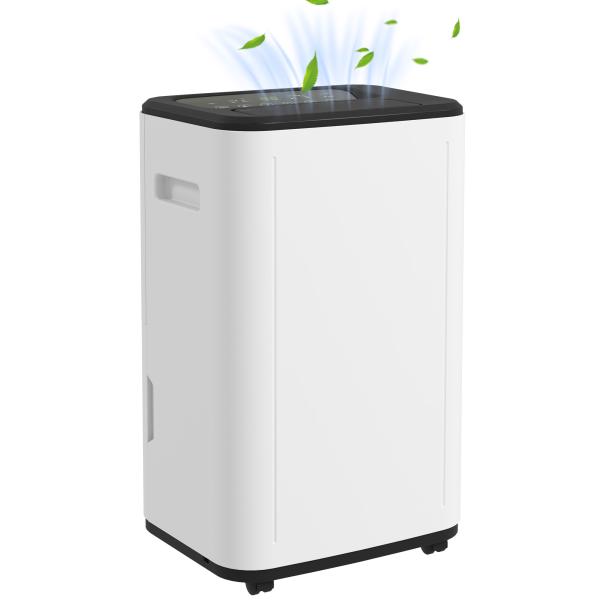 Desumidificador Depósito de Água 6 Litros 20L/Dia com 4 Modos 2 Velocidades Ecrã LED Temporizador 33,5x26x53 cm Branco