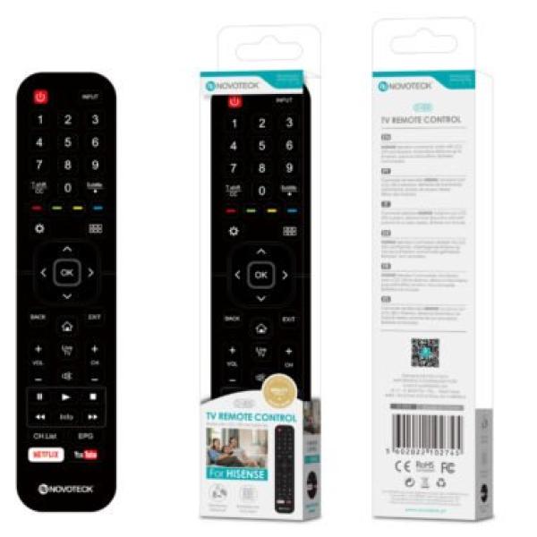 Controle Remoto Universal Novoteck para Hisense com Botões Netflix/YouTube D-005