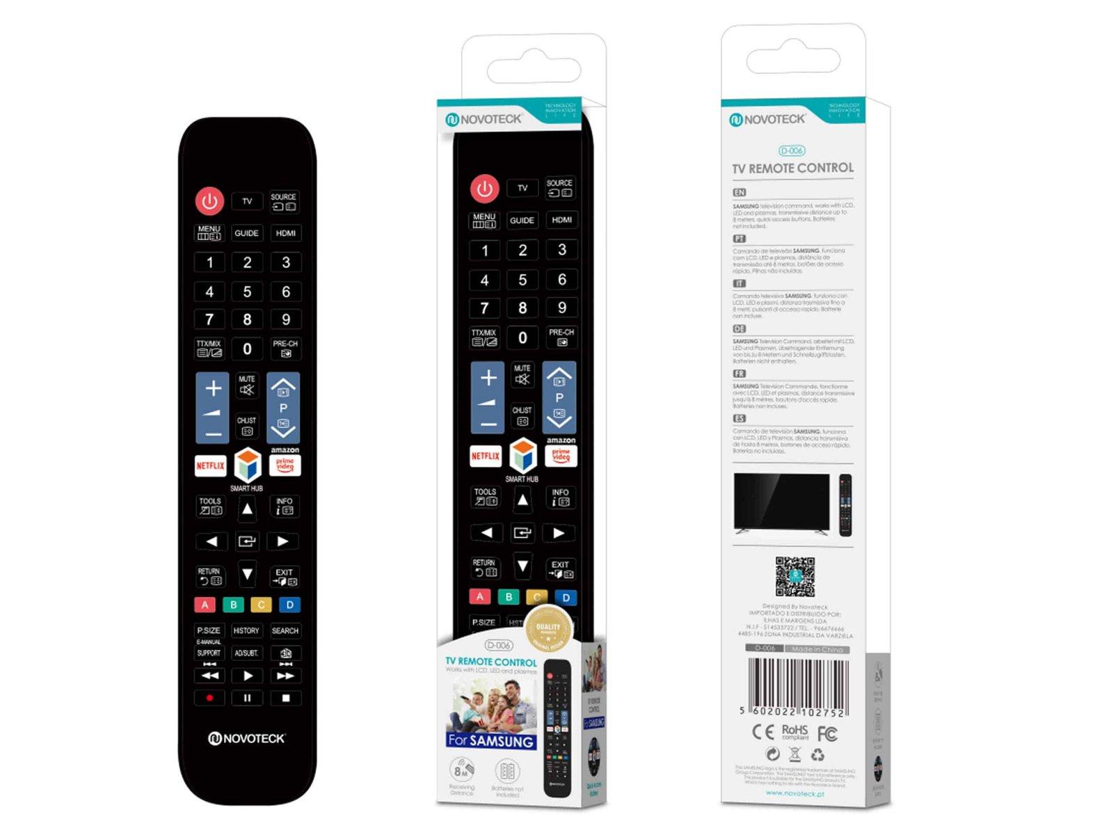 Controle Remoto Universal Novoteck para Samsung - Acesso Direto Netflix/Amazon Prime - Modelo D-006