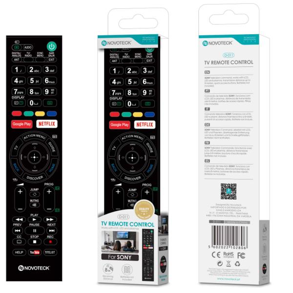 Comando Universal Novoteck D - 011 com Botões Netflix/Google Play para Sony